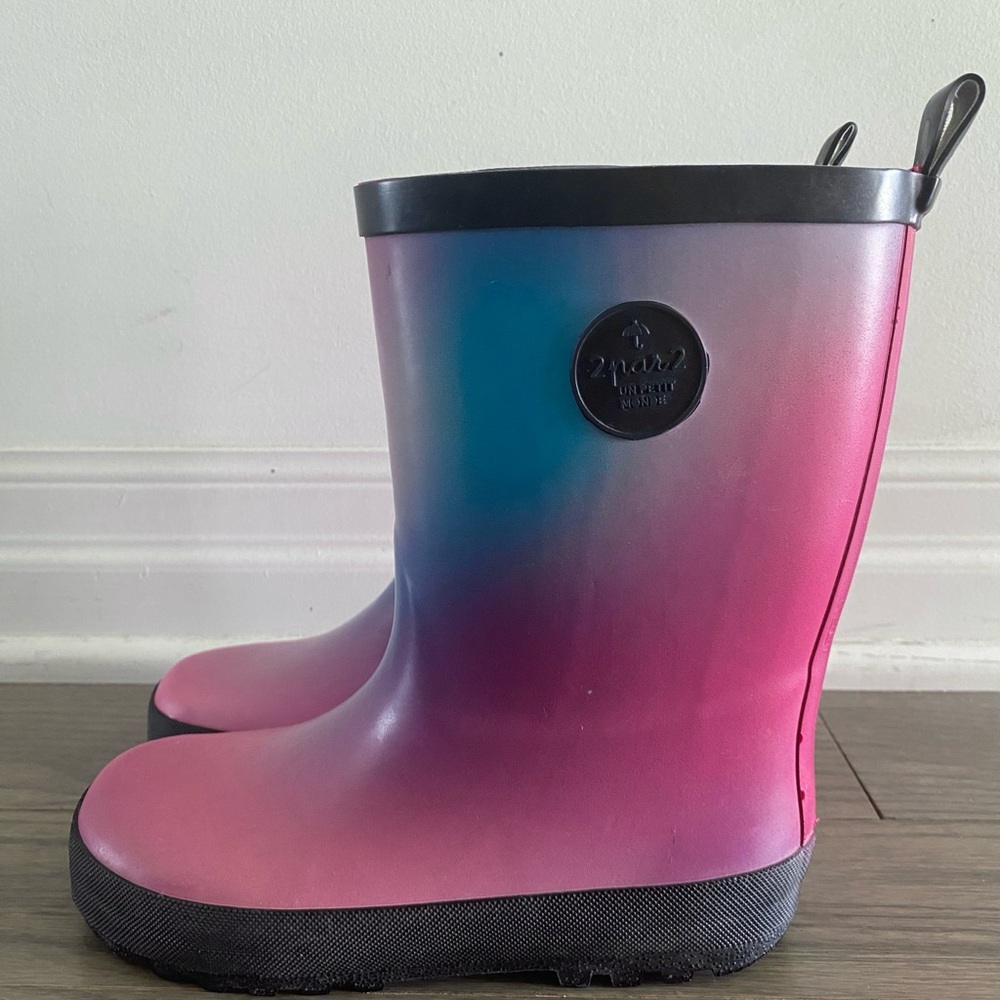 Deux Par Deux gradient girls rain boots